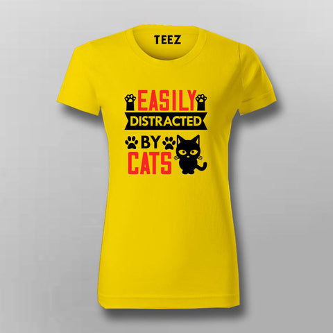 EASILY DISTRACTED BY CATS T-Shirt For Women Online India