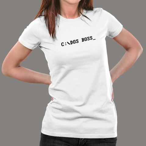 Funny Dos Boss Geek Programmer T-Shirt For Women India