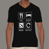 Eat Sleep Dota Repeat Men's gaming v neck T-shirt online india