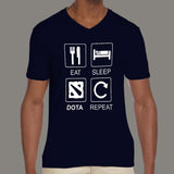 Eat Sleep Dota Repeat Men's v neck T-shirt online india