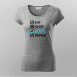 EAT SLEEP BOOK REPECT Funny T-Shirt For Women