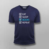 EAT SLEEP BOOK REPECT Funny T-shirt For Men