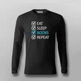 EAT SLEEP BOOK REPECT Funny Full sleeve T-shirt For Men Online Teez
