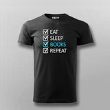 EAT SLEEP BOOK REPECT Funny T-shirt For Men