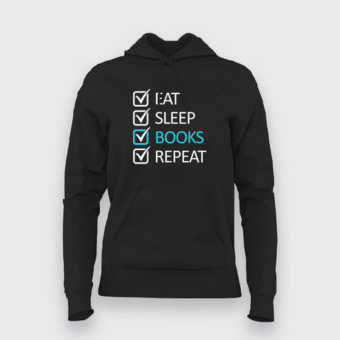 EAT SLEEP BOOK REPECT Funny Hoodies For Women Online India