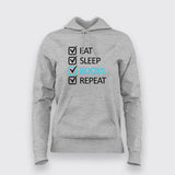 EAT SLEEP BOOK REPECT Funny Hoodies For Women