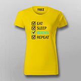 EAT SLEEP BOOK REPECT Funny T-Shirt For Women Online India