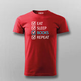 EAT SLEEP BOOK REPECT Funny T-shirt For Men