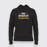 Easily Distracted By Programming Funny Programmer Hoodies For Women Online India