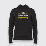 Easily Distracted By Programming Funny Programmer Hoodie For Women Online India