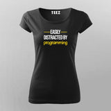 Easily Distracted By Programming Funny Programmer T-Shirt For Women Online India