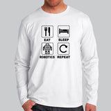 Eat Sleep Robotics Repeat Men's Funny Robot V Neck T-Shirt Online