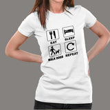 Eat Sleep Walk Dogs Repeat T-Shirt For Women