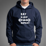 Eat Sleep Train Repeat Gym - Motivational Hoodies For Men