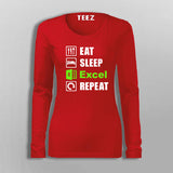 Eat Sleep Excel Repeat Accountant Humour T-Shirt For Women