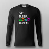 Eat Sleep Playstation Repeat Men's Gaming Full Sleeve T-Shirt Online India