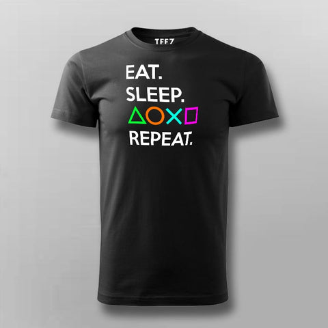 Eat Sleep Playstation Repeat Men's Gaming T-Shirt Online India
