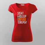 Eat Sleep Pubg Repeat Funny Gaming T-Shirt For Women