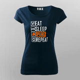 Eat Sleep Pubg Repeat Funny Gaming T-Shirt For Women