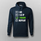 Eat Sleep Trade Repeat Funny Investors Hoodies For Men India
