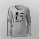 Eat Sleep Walk Dogs Repeat T-Shirt For Women