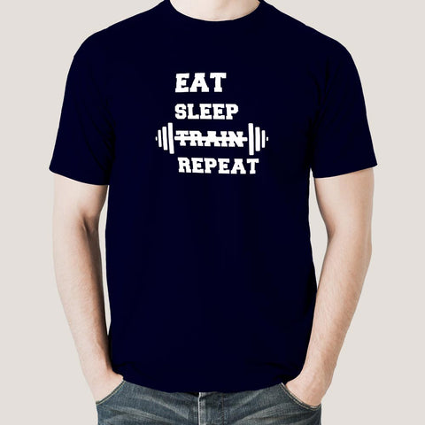 Eat Sleep Train Repeat Gym - Motivational Men's T-shirt