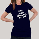 Eat Sleep Train Repeat Gym - Motivational Women's T-shirt