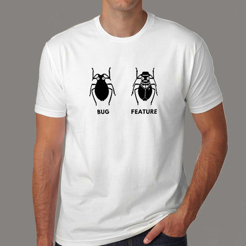 Funny Feature Bug Programmer T-Shirt For Men Online India