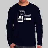 Floppy Disk And USB Flash Drive Funny Conversation T-Shirt For Men