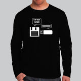 Floppy Disk And USB Flash Drive Funny Conversation T-Shirt For Men