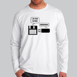 Floppy Disk And USB Flash Drive Funny Conversation Full Sleeve T-Shirt For Men Online India