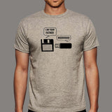 Floppy Disk And USB Flash Drive Funny Conversation T-Shirt For Men India