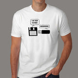 Floppy Disk And USB Flash Drive Funny Conversation T-Shirt For Men Online India