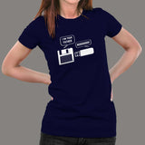Floppy Disk And USB Flash Drive Funny Conversation T-Shirt For Women