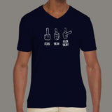 Fuck Yeah! Hand Sign V Neck T-Shirt For Men online india