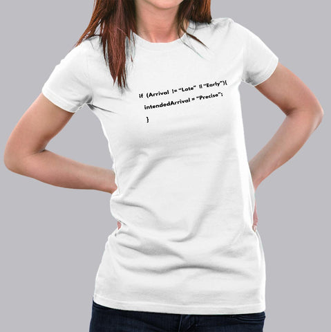 Funny Never Late Programming Coding Humour T-Shirt For Women
