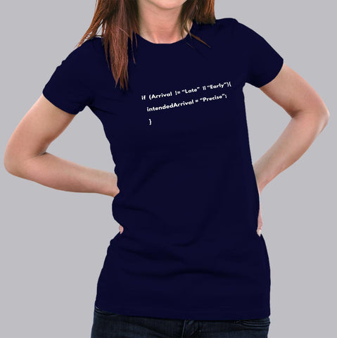 Funny Never Late Programming Coding Humour T-Shirt For Women Online India