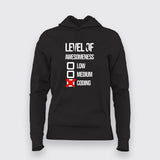 Level Of Awesomeness Low Medium Coding Funny programmer T-Shirt For Women