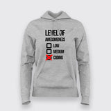 Level Of Awesomeness Low Medium Coding Funny programmer Hoodie For Women Online India
