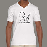 Gandhi Quote – In a Gentle Way Shake The World Tote V Neck T-Shirt For Men online india