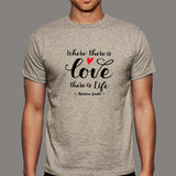 Gandhi Quote - Where There's Love There's Life T-Shirt For Men