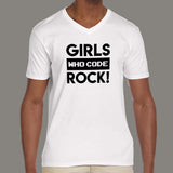 Girls Who Code Rock V Neck T-Shirt For Men Online India