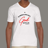 Emmanuel God With Us Christmas Noel Matthew 1:23 V Neck T-Shirt For Men Online India
