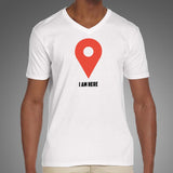 I Am Here Google Maps Men’s V Neck T-Shirt India