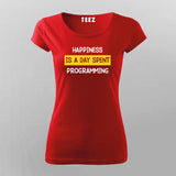 Happiness Is A Day Spent Programming Programmer Funny T-Shirt For Women