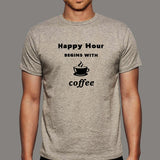 Happy Hour Begins With Coffee Men's T-Shirt India