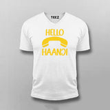 Hello Haanji Funny V Neck T-shirt For Men Online Teez