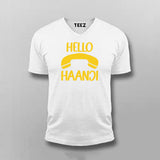 Hello Haanji Funny V Neck T-shirt For Men Online Teez