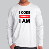 I Code Therefore I Am Men's Coding Full Sleeve T-Shirt Online India