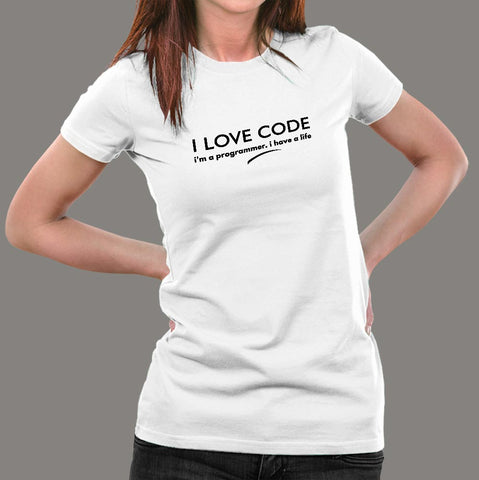 I Love Code I'm A Programmer Women's T-Shirt Online India